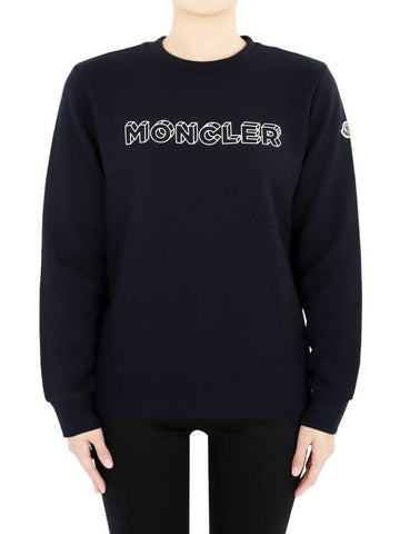 Monclair lettering logo sweatshirt navy 8G00028 899PS 778 12 14A - MONCLER - BALAAN 1