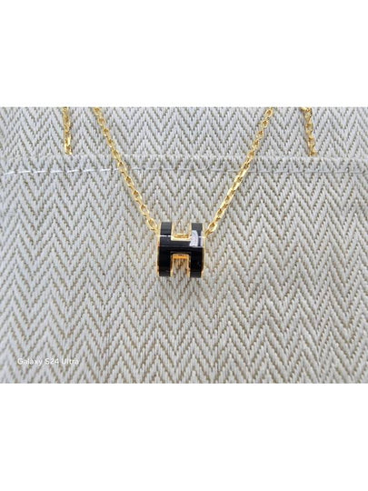 Mini Pop H Pendant Necklace Gold Noir - HERMES - BALAAN 2