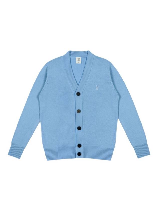 V-neck Wool Cardigan Light Blue - SOLEW - BALAAN 2