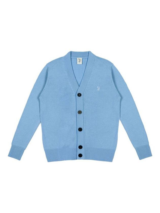 V-neck Wool Cardigan Light Blue - SOLEW - BALAAN 1