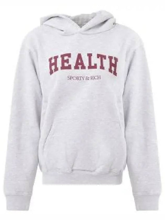 Slogan Print Cotton Hoodie Grey - SPORTY & RICH - BALAAN 2