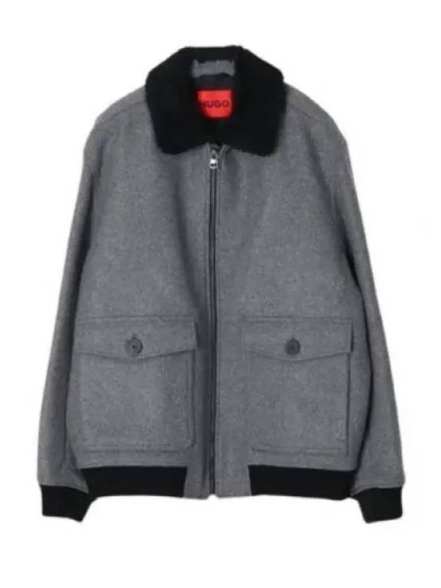 Teddy Collar Regular Fit Bomber Jacket Grey - HUGO BOSS - BALAAN 2