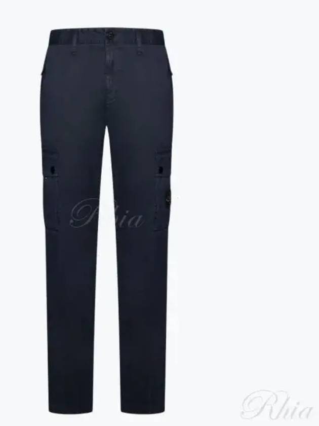 Garment Dyed Old Effect Stretch Broken Twill Cotton Cargo Pants Navy - STONE ISLAND - BALAAN 2