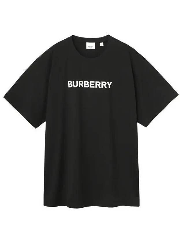 Logo Print Cotton Oversized Short Sleeve T-Shirt Black - BURBERRY - BALAAN 2