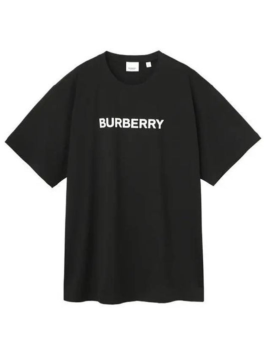 Logo Print Cotton Oversized Short Sleeve T-Shirt Black - BURBERRY - BALAAN 2