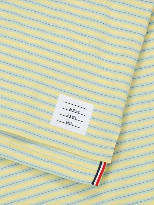 Striped Jersey Pocket Short Sleeve T-Shirt Green Yellow - THOM BROWNE - BALAAN 6