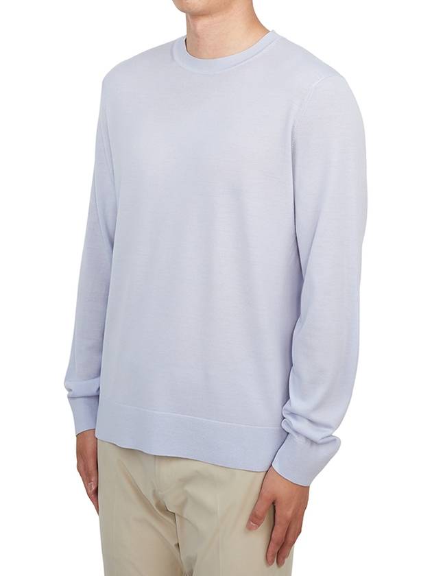 Crew Neck Wool Knit Top Blue - THEORY - BALAAN 3