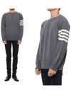 French Terry 4 Bar Cashmere Knit Top Medium Gray - THOM BROWNE - BALAAN.