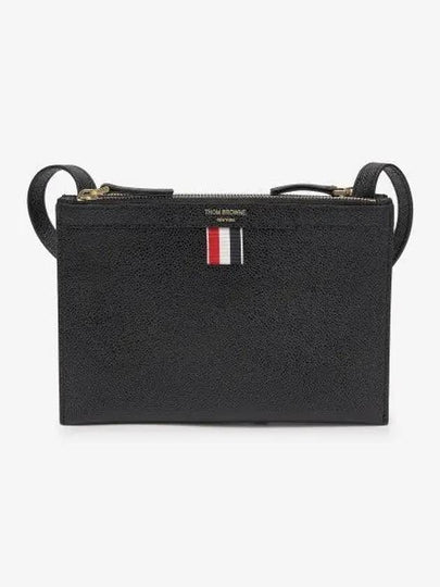 Logo 4 Bar Leather Clutch Bag Black - THOM BROWNE - BALAAN 2