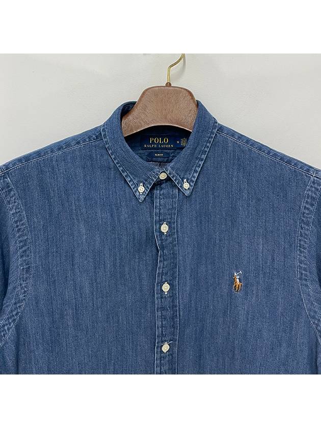 Polo Ralph Lauren Pony Embroidery Logo Denim Shirt 710548539 001 - POLO RALPH LAUREN - BALAAN 3