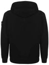 Brushed Cotton Fleece Garment Dyed Hooded Zip Up Black - STONE ISLAND - BALAAN 3