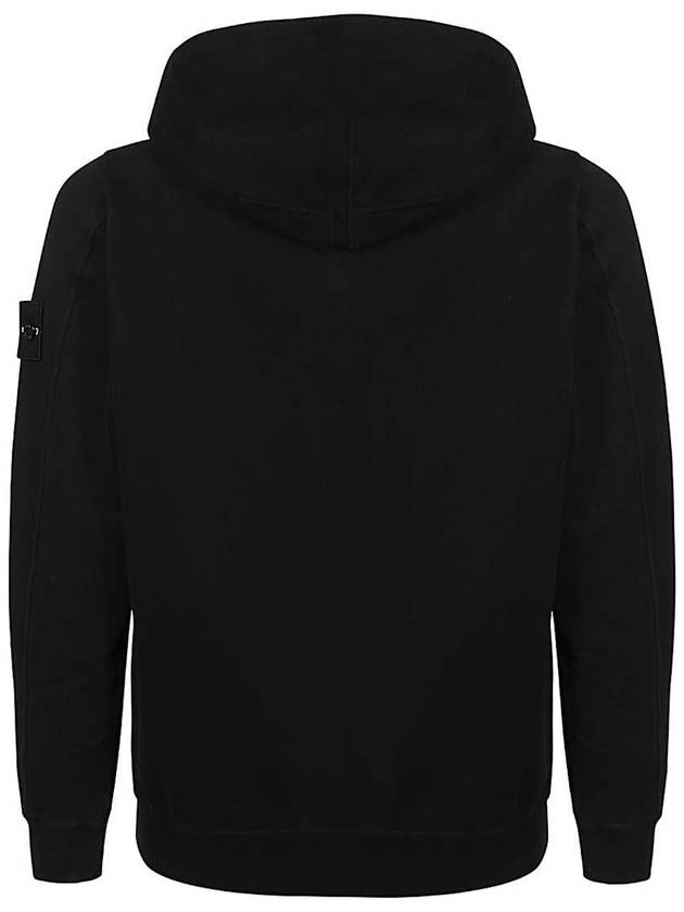 Brushed Cotton Fleece Garment Dyed Hooded Zip Up Black - STONE ISLAND - BALAAN 3