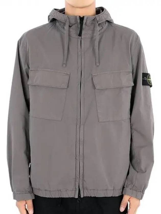 Cotton Twill Stretch Hooded Jacket Dove Grey - STONE ISLAND - BALAAN 2