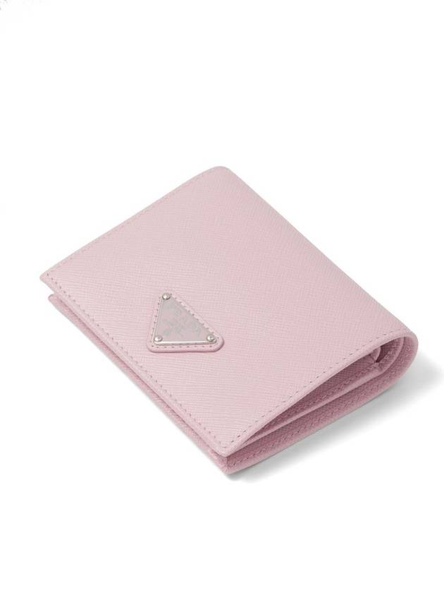 Gold Triangle Logo Saffiano Half Wallet Alabaster Pink - PRADA - BALAAN 4