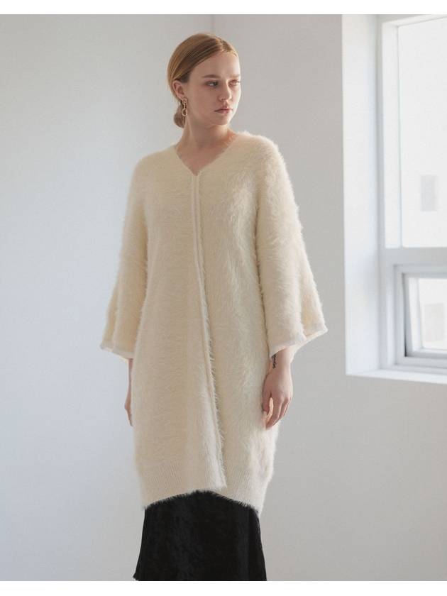 Women's Mohair Softly Knit Midi Dress Ivory - PRETONE - BALAAN 2