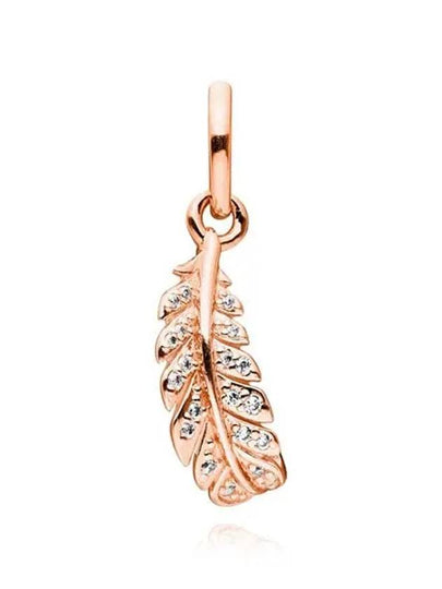 Floating Curved Feather Dangle Bracelet Charm Rose Gold - PANDORA - BALAAN 2