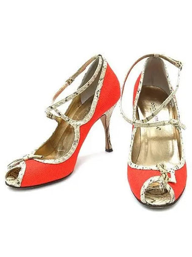 Orange color women s shoes with python decoration - DOLCE&GABBANA - BALAAN 1