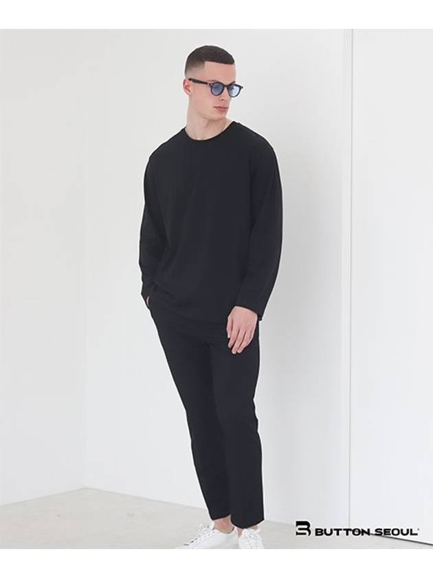 Basic Plain Long Sleeve T-Shirt Black - BUTTON SEOUL - BALAAN 2