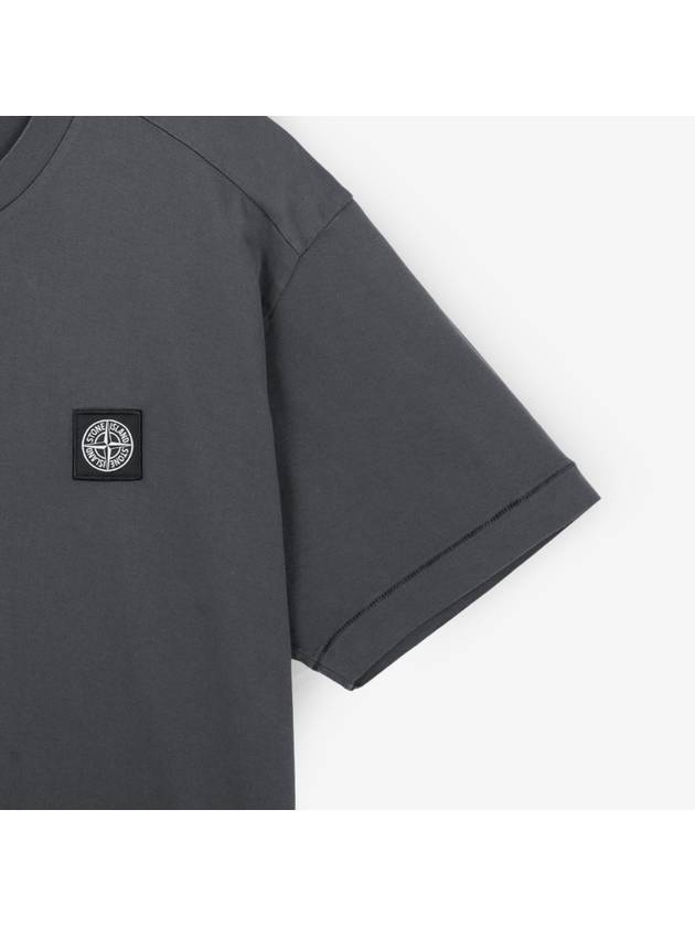 Logo Patch Short Sleeve T-Shirt Charcoal - STONE ISLAND - BALAAN 6