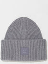 Face Patch Ribbed Wool Beanie Grey Melange - ACNE STUDIOS - BALAAN 5