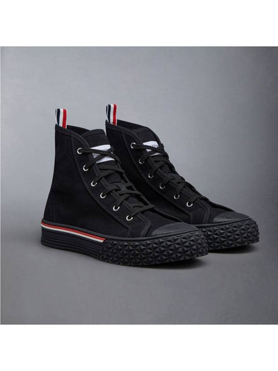 RWB Stripe Canvas Tartan Sole Collegiate High Top Sneakers Black - THOM BROWNE - BALAAN 2