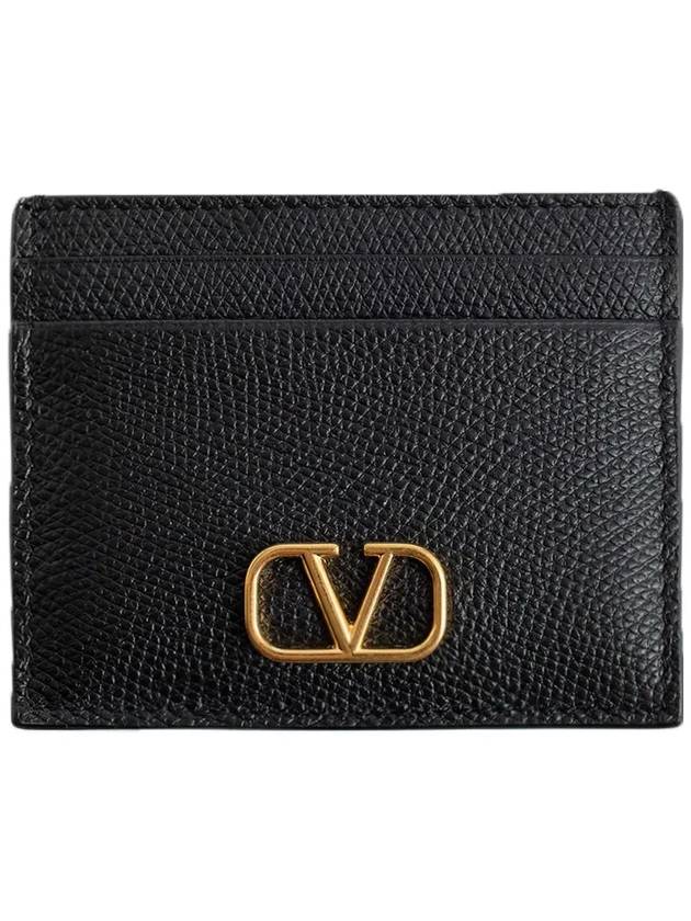 V Logo Signature Card Wallet Black - VALENTINO - BALAAN 2