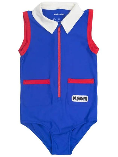 Kids Zipper Collar Swimsuit Blue 23280100 60 - MINI RODINI - BALAAN 1