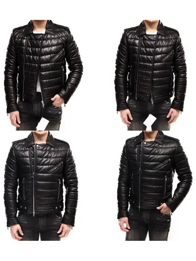 Leather Biker Rider Padding Jacket Black SH18257 - BALMAIN - BALAAN 6