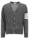 Men's Sustainable Classic Diagonal Wool Cardigan Dark Grey - THOM BROWNE - BALAAN 2