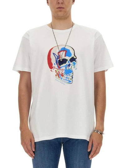 Solarised Skull Print Short Sleeve T-shirt White - ALEXANDER MCQUEEN - BALAAN 2