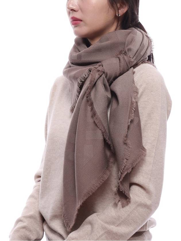 Wool Cashmere Shawl Scarf Dove Grey - FENDI - BALAAN 5