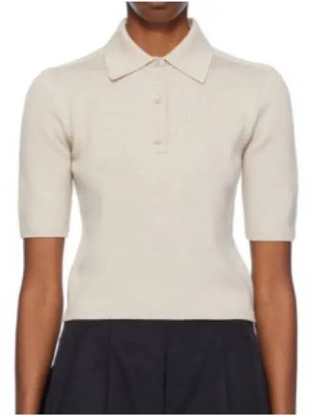 Gemma Polo Collar Virgin Wool Knit Top Beige - MAX MARA - BALAAN 2