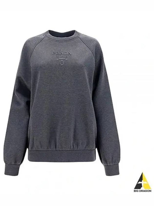 Logo Crew Neck Sweatshirt Dark Grey - PRADA - BALAAN 2