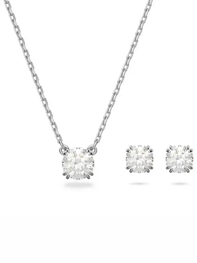 Stila Round Cut Earrings Necklace Set Silver - SWAROVSKI - BALAAN 3