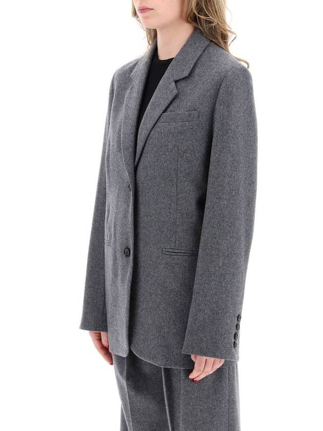 Grey Single-Breasted Jacket With Notched Revers In Wool Blend Woman - TOTEME - BALAAN 4