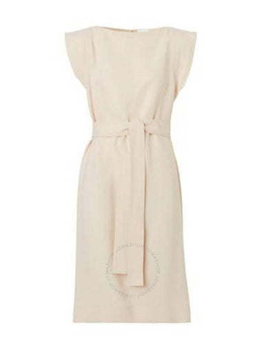 Burberry Ladies Buttermilk Beige Alina Belted Dress Brand Size 10 US Size 8 - BURBERRY - BALAAN 1