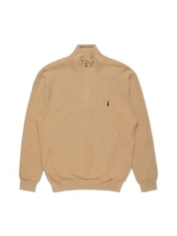 Cotton Quarter Zip Sweater Brown - POLO RALPH LAUREN - BALAAN 1