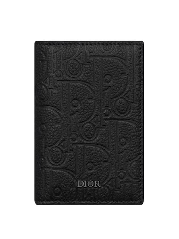 Dior Vertical Bifold Leather Card Wallet Black - DIOR - BALAAN 1