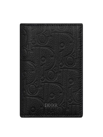 Dior Vertical Bifold Leather Card Wallet Black - DIOR - BALAAN 1