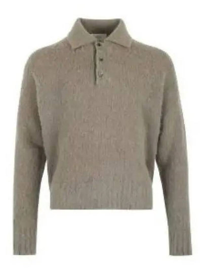 Pullover Knit Polo Shirt Beige - AMI - BALAAN 2