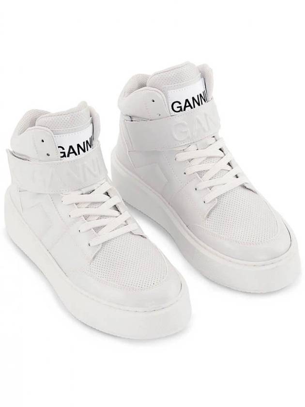 Sporty Mix Logo High Top Sneakers White - GANNI - BALAAN 4