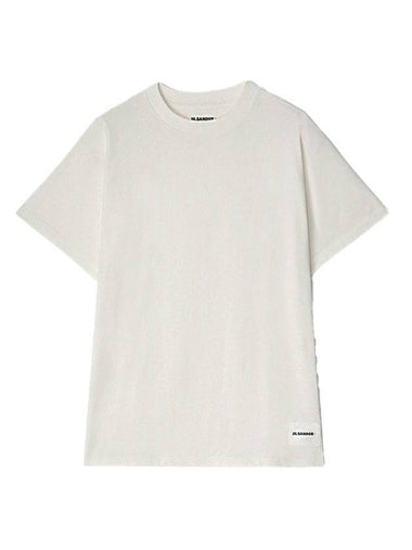 Logo Patch Cotton Short Sleeve T-Shirt 3 Pack White - JIL SANDER - BALAAN 1