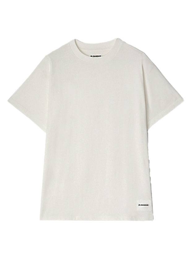 Logo Patch Cotton Short Sleeve T-Shirt 3 Pack White - JIL SANDER - BALAAN 1