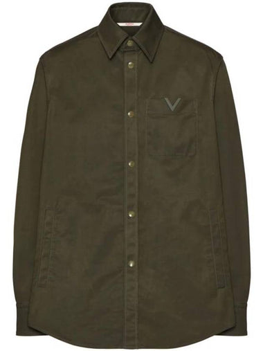 V logo nylon shirt jacket olive - VALENTINO - BALAAN 1