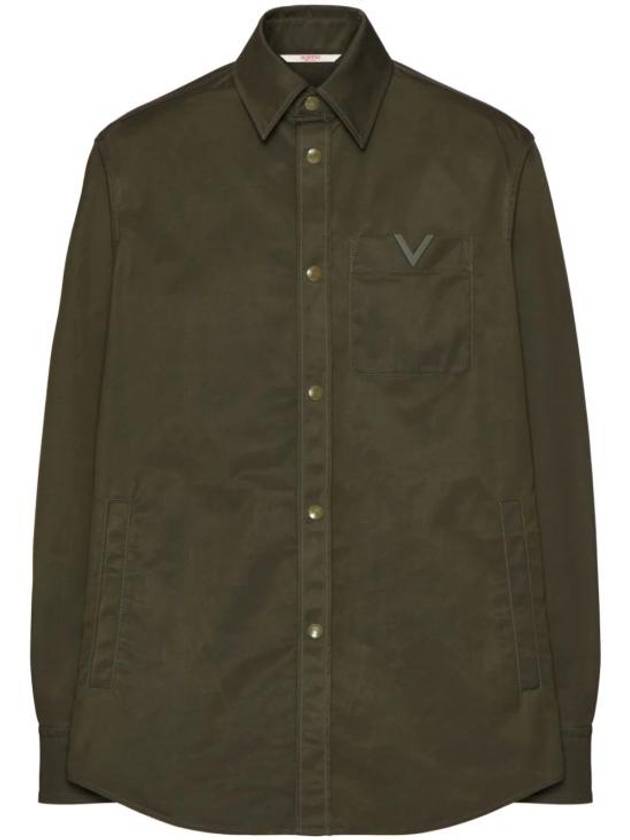 V logo nylon shirt jacket olive - VALENTINO - BALAAN 1