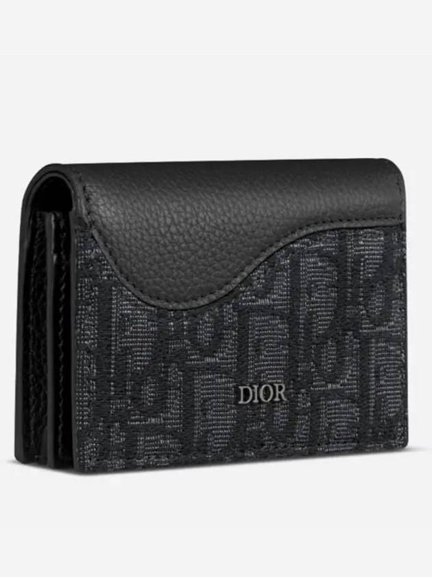 Saddle Oblique Jacquard Canvas Card Wallet Black - DIOR - BALAAN 4