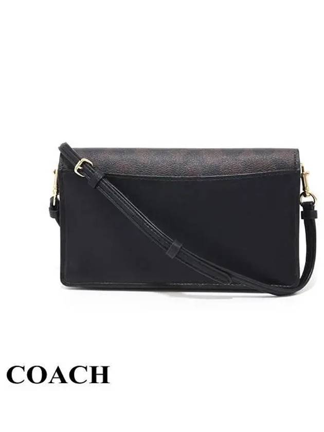 Anna Foldover Signature Canvas Clutch Cross Bag Brown - COACH - BALAAN 4