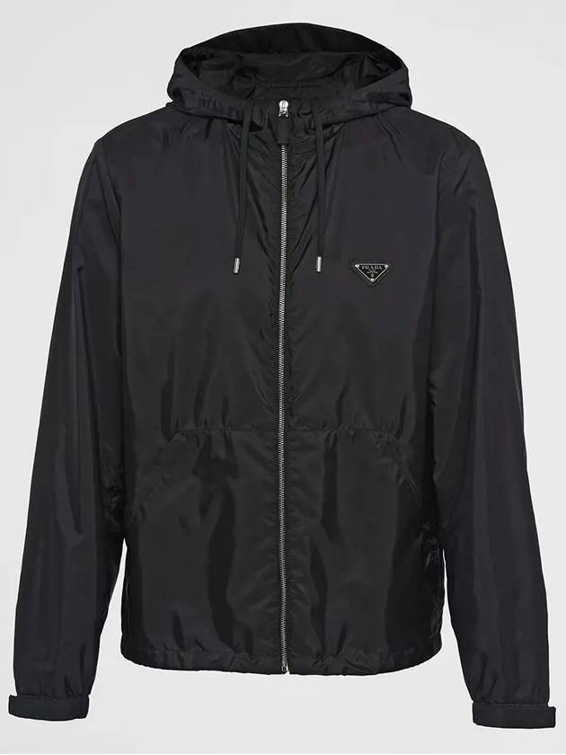 Men's Logo Nylon Hooded Jacket Black - PRADA - BALAAN 2