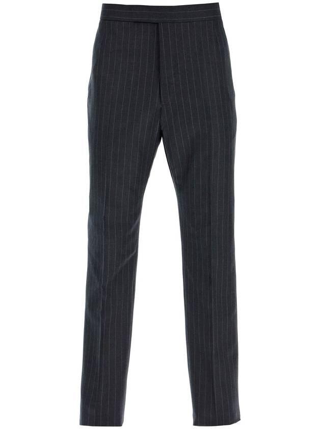 Pinstripe wool straight pants gray - THOM BROWNE - BALAAN 2