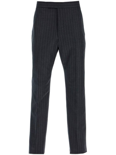 Pinstripe wool straight pants gray - THOM BROWNE - BALAAN 2